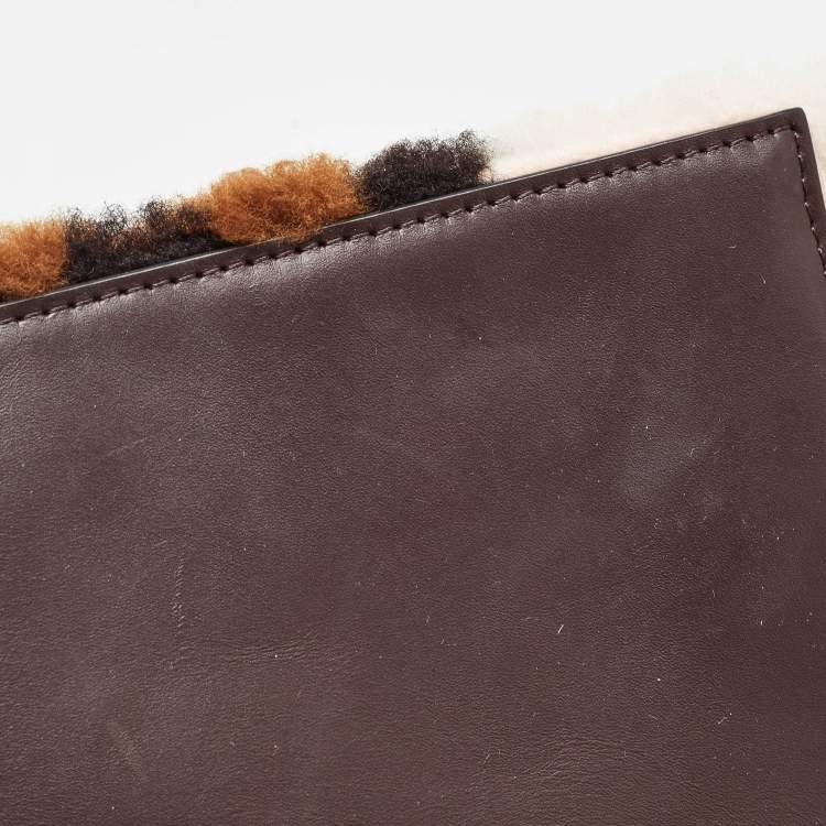 Pre Owned Fendi Multicolor Leopard Print Shearling and Leather Large Baguette Bag