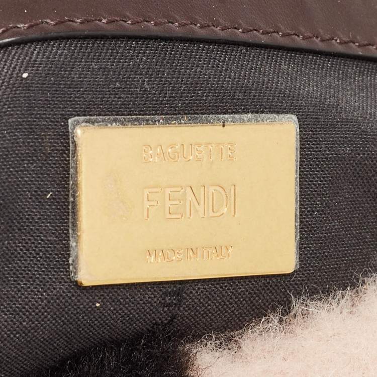 Pre Owned Fendi Multicolor Leopard Print Shearling and Leather Large Baguette Bag