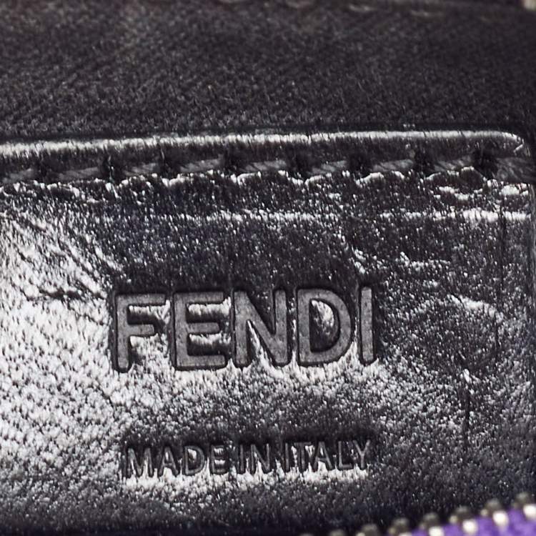 Pre Owned Fendi Purple/Grey Leather Zip Coin Pouch