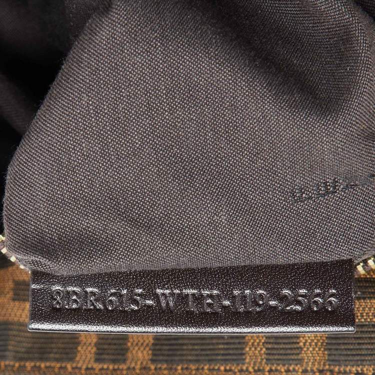 Pre Owned Fendi Tobacco Zucca Canvas and Patent Leather Small Mia Hobo