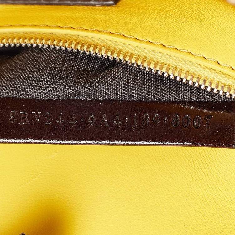 Pre Owned Fendi Beige/Yellow Python Mini Peekaboo Top Handle Bag