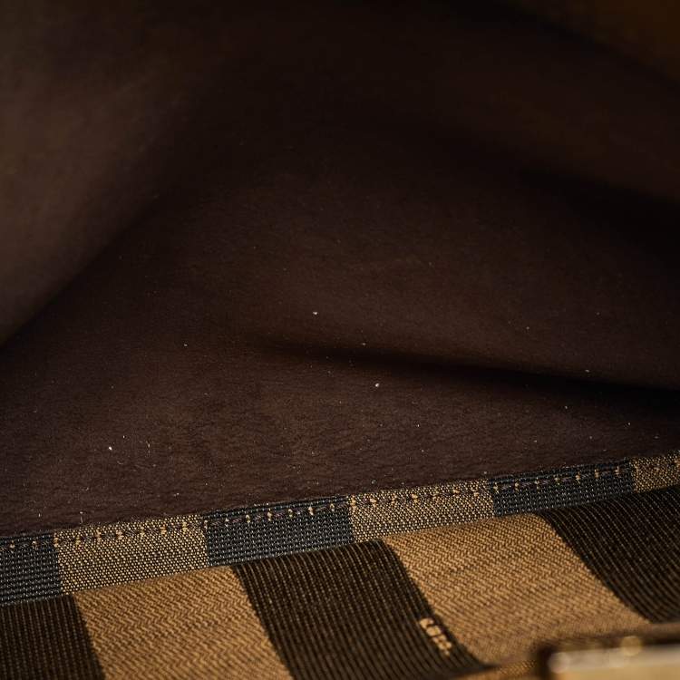 Pre Owned Fendi Brown Leather Medium Peekaboo Top Handle Bag