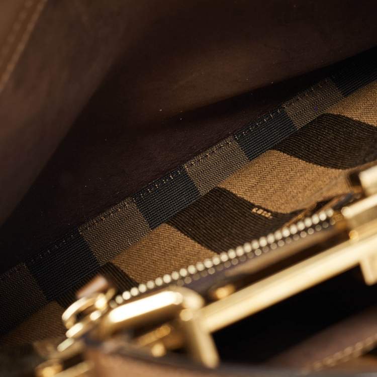 Pre Owned Fendi Brown Leather Medium Peekaboo Top Handle Bag
