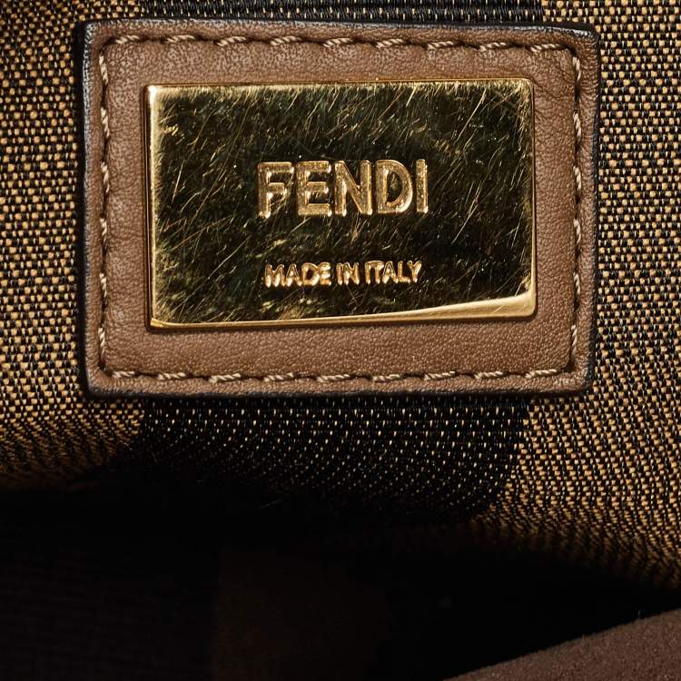 Pre Owned Fendi Brown Leather Medium Peekaboo Top Handle Bag