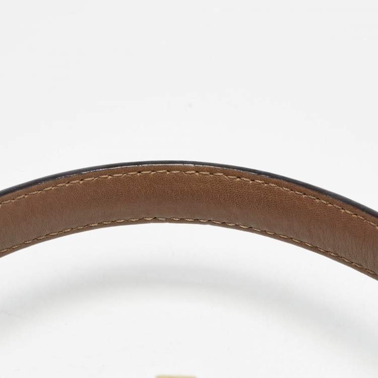 Pre Owned Fendi Brown Leather Medium Peekaboo Top Handle Bag