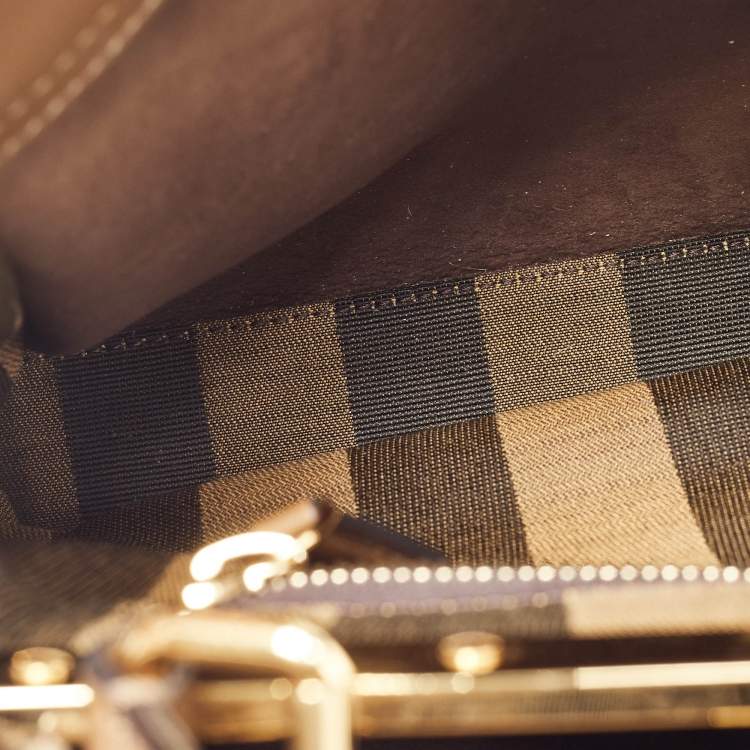 Pre Owned Fendi Brown Leather Medium Peekaboo Top Handle Bag