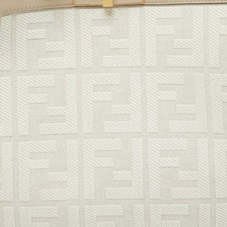 Pre Owned Fendi Beige Zucca Canvas and Leather Medium FF Peekaboo X Tote