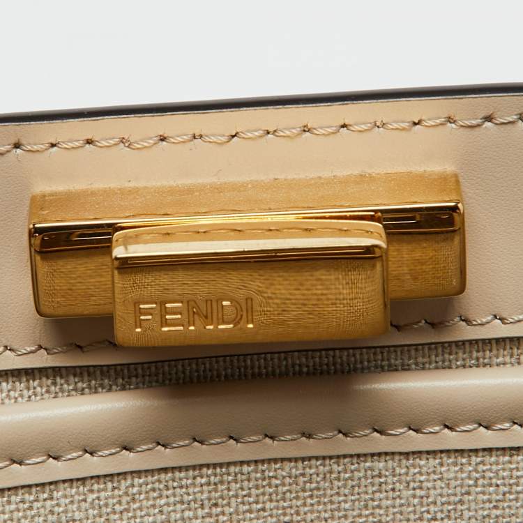 Pre Owned Fendi Beige Zucca Canvas and Leather Medium FF Peekaboo X Tote