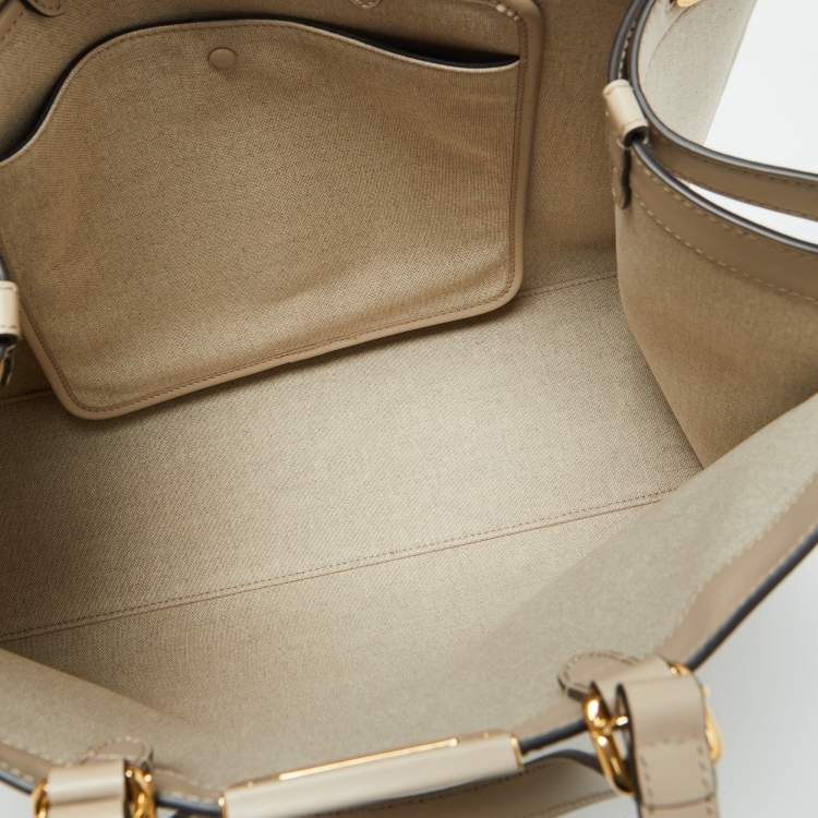 Pre Owned Fendi Beige Zucca Canvas and Leather Medium FF Peekaboo X Tote