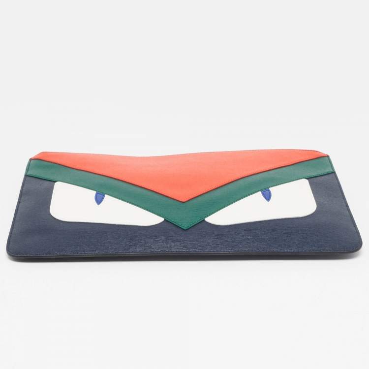 Pre Owned Fendi Multicolor Leather Monster Zip Pouch