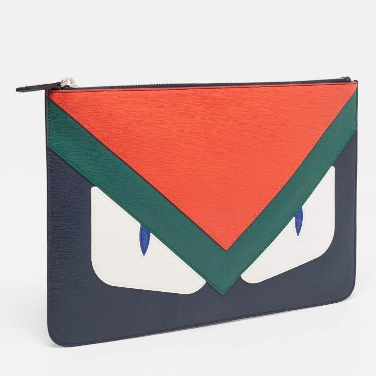 Pre Owned Fendi Multicolor Leather Monster Zip Pouch