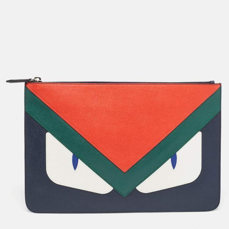 Pre Owned Fendi Multicolor Leather Monster Zip Pouch