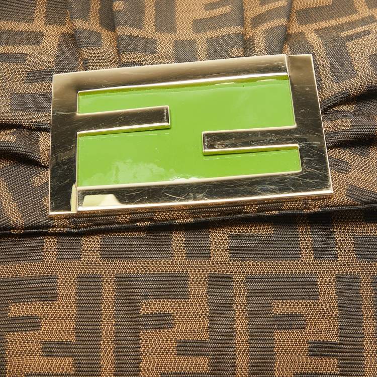 Pre Owned Fendi Tobacco Zucca Canvas and Patent Leather Mia Flap Shoulder Bag