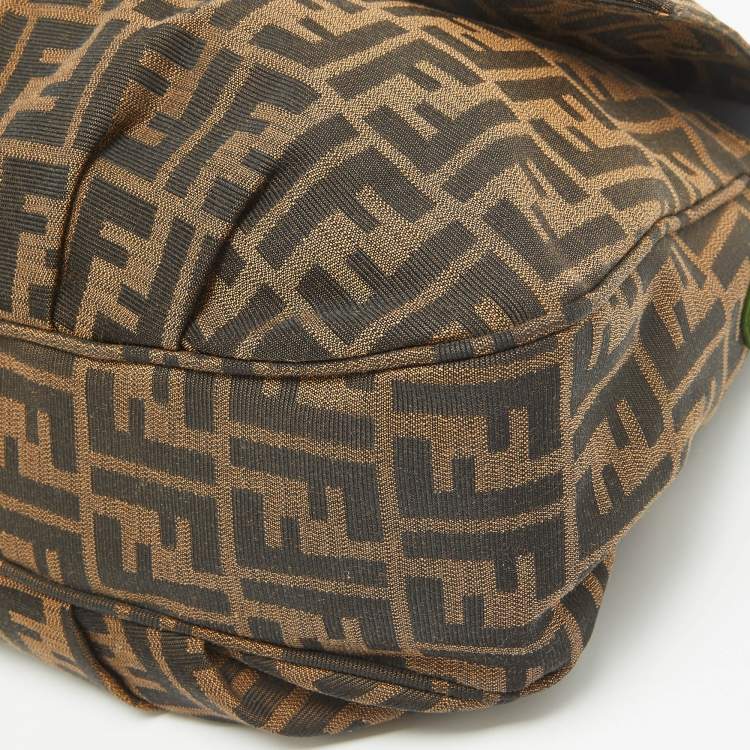 Pre Owned Fendi Tobacco Zucca Canvas and Patent Leather Mia Flap Shoulder Bag