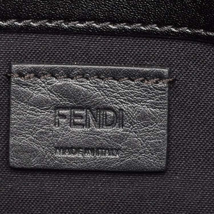 Pre Owned Fendi Black Leather Rainbow Stud Tube Wallet On Chain