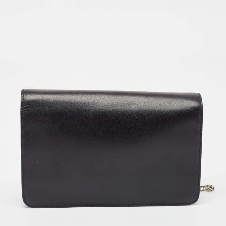 Pre Owned Fendi Black Leather Rainbow Stud Tube Wallet On Chain
