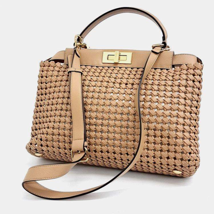 Pre Owned Fendi Interlace Peekaboo Medium bag