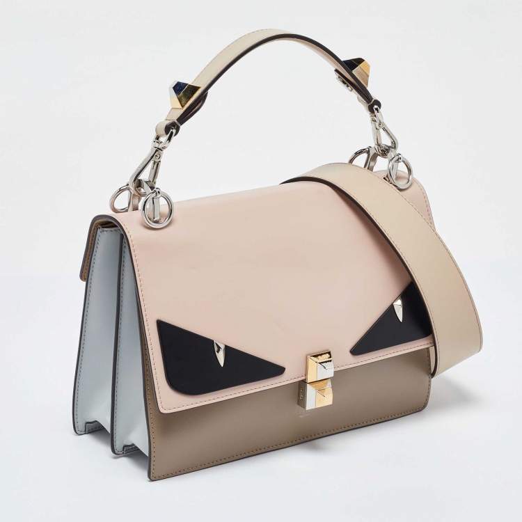 Pre Owned Fendi Multicolor Leather Medium Eye Detail Kan I Top Handle Bag