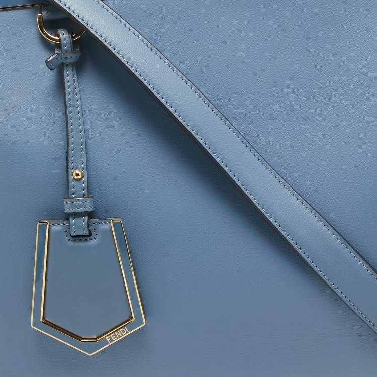 Pre Owned Fendi Light Blue Leather Medium 2Jours Tote