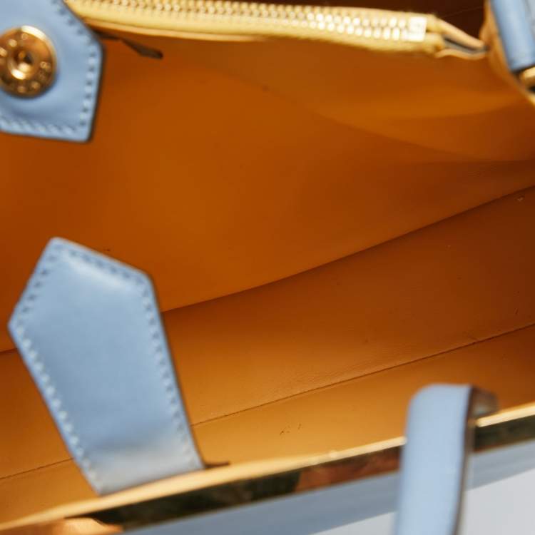 Pre Owned Fendi Light Blue Leather Medium 2Jours Tote