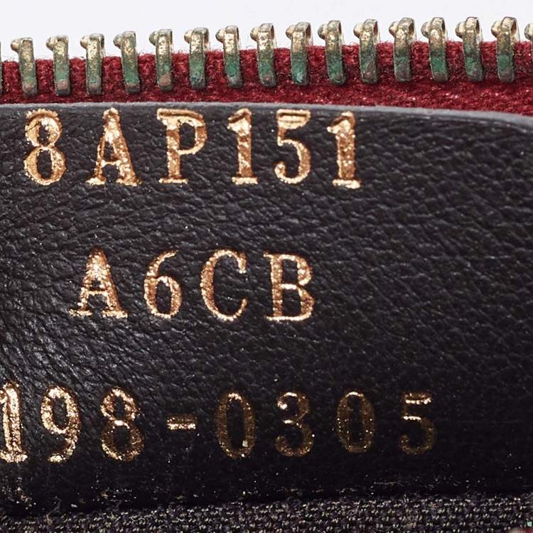 Pre Owned Fendi Zucca Brown/Red Leather Zip Card Case