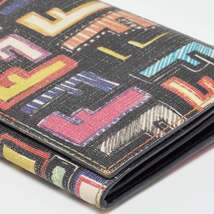 Pre Owned Fendi Multicolor Zucca Coated Canvas Flap Continental Wallet