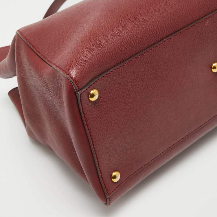 Pre Owned Fendi Red Leather Medium 2Jours Tote