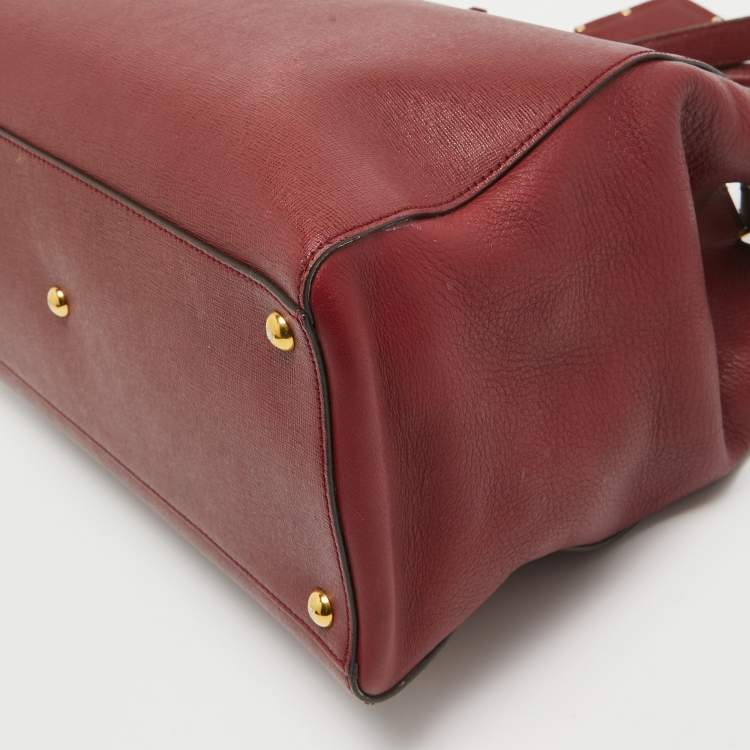 Pre Owned Fendi Red Leather Medium 2Jours Tote