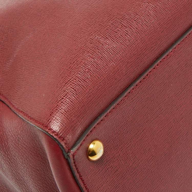 Pre Owned Fendi Red Leather Medium 2Jours Tote