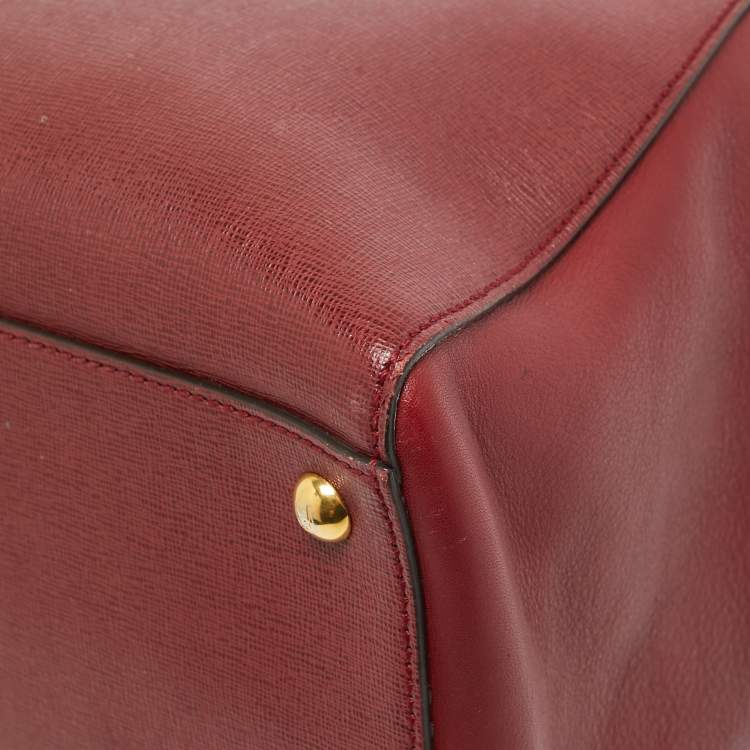 Pre Owned Fendi Red Leather Medium 2Jours Tote