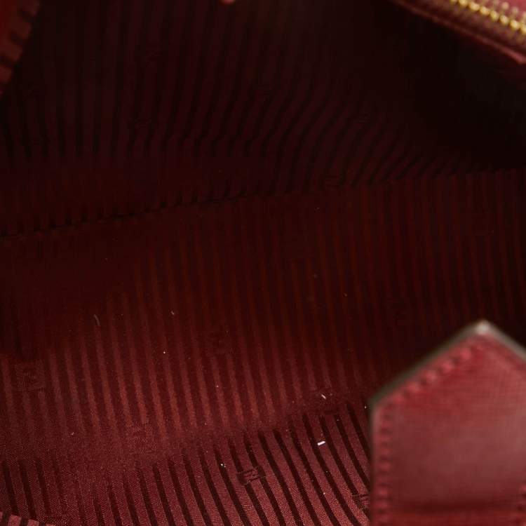 Pre Owned Fendi Red Leather Medium 2Jours Tote