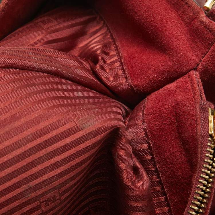 Pre Owned Fendi Red Leather Medium 2Jours Tote