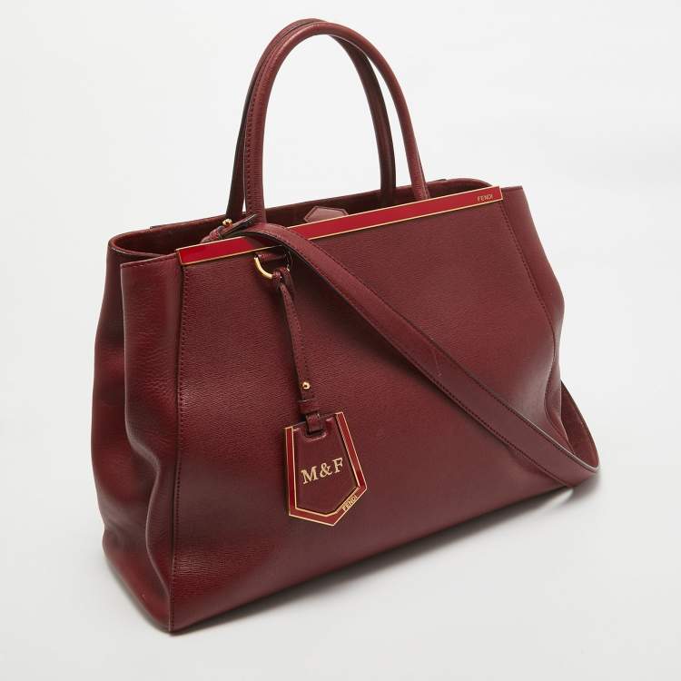 Pre Owned Fendi Red Leather Medium 2Jours Tote