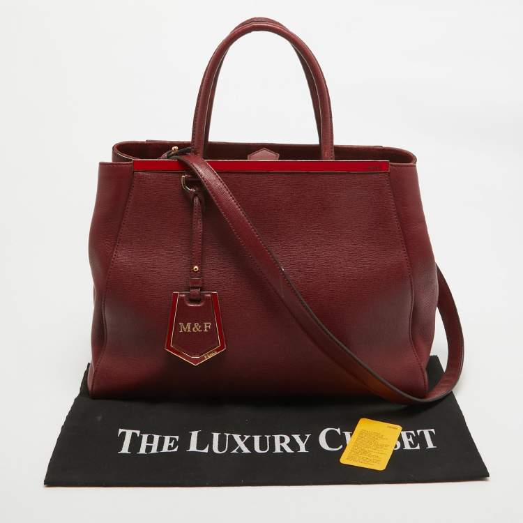 Pre Owned Fendi Red Leather Medium 2Jours Tote