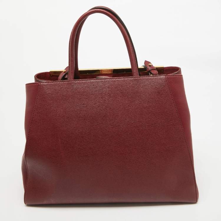 Pre Owned Fendi Red Leather Medium 2Jours Tote