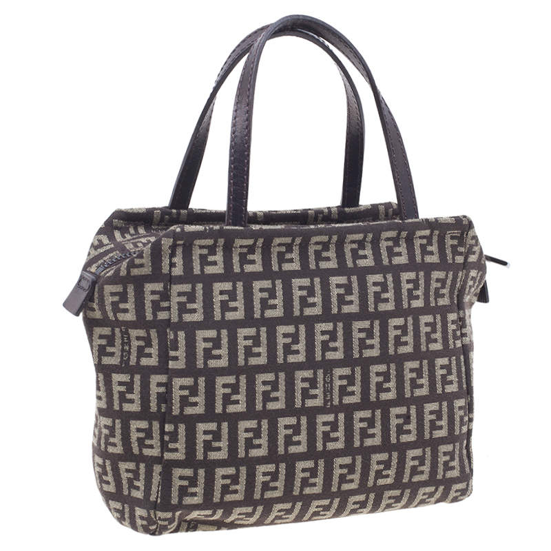 Pre Owned Fendi Brown Zucca Canvas Zuccino Satchel