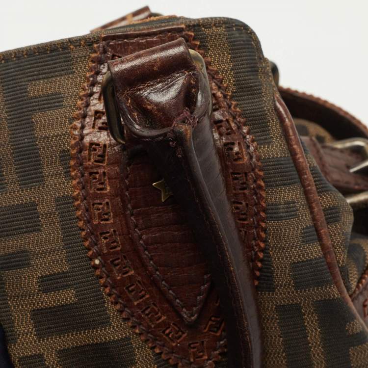 Pre Owned Fendi Tobacco Zucca Canvas and Leather Chef De Jour Bag