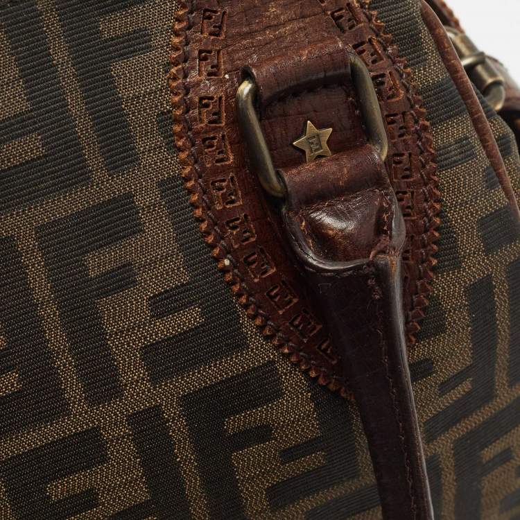 Pre Owned Fendi Tobacco Zucca Canvas and Leather Chef De Jour Bag