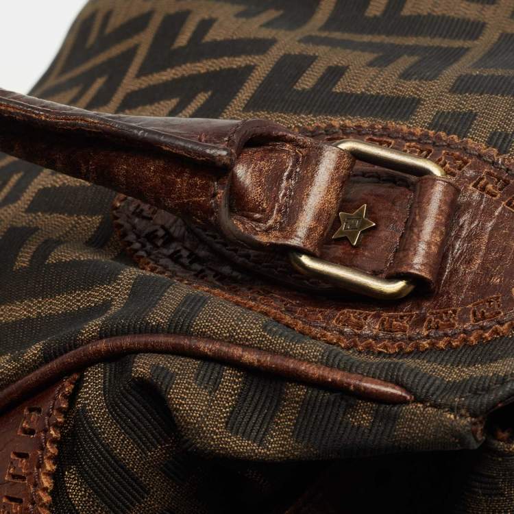 Pre Owned Fendi Tobacco Zucca Canvas and Leather Chef De Jour Bag