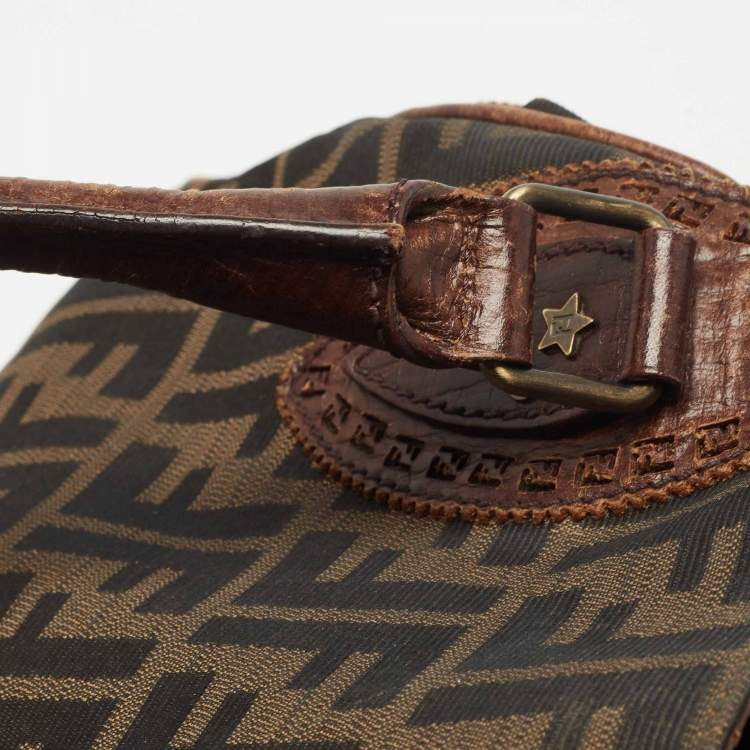 Pre Owned Fendi Tobacco Zucca Canvas and Leather Chef De Jour Bag