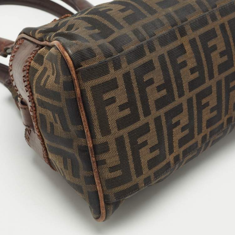 Pre Owned Fendi Tobacco Zucca Canvas and Leather Chef De Jour Bag