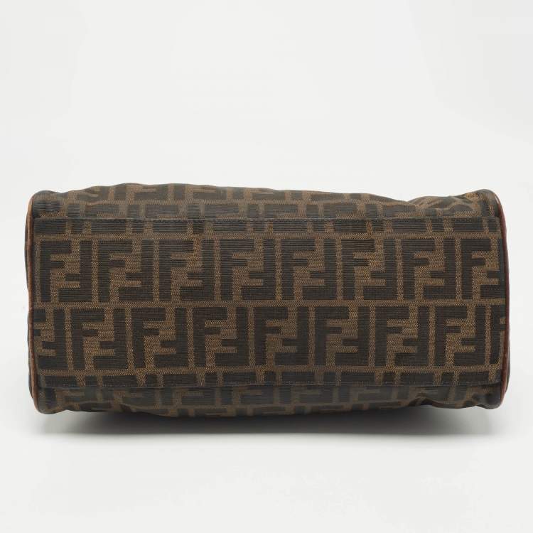 Pre Owned Fendi Tobacco Zucca Canvas and Leather Chef De Jour Bag