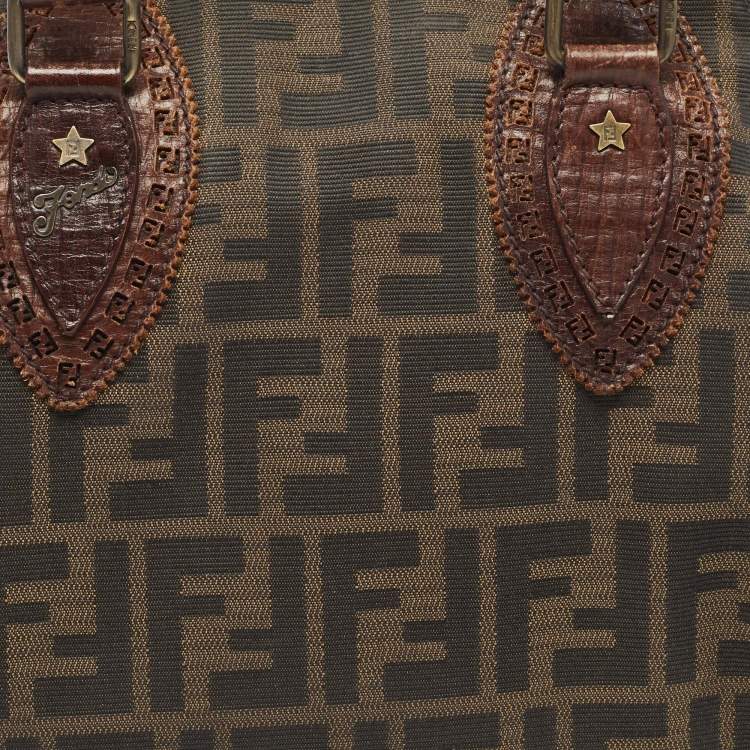 Pre Owned Fendi Tobacco Zucca Canvas and Leather Chef De Jour Bag