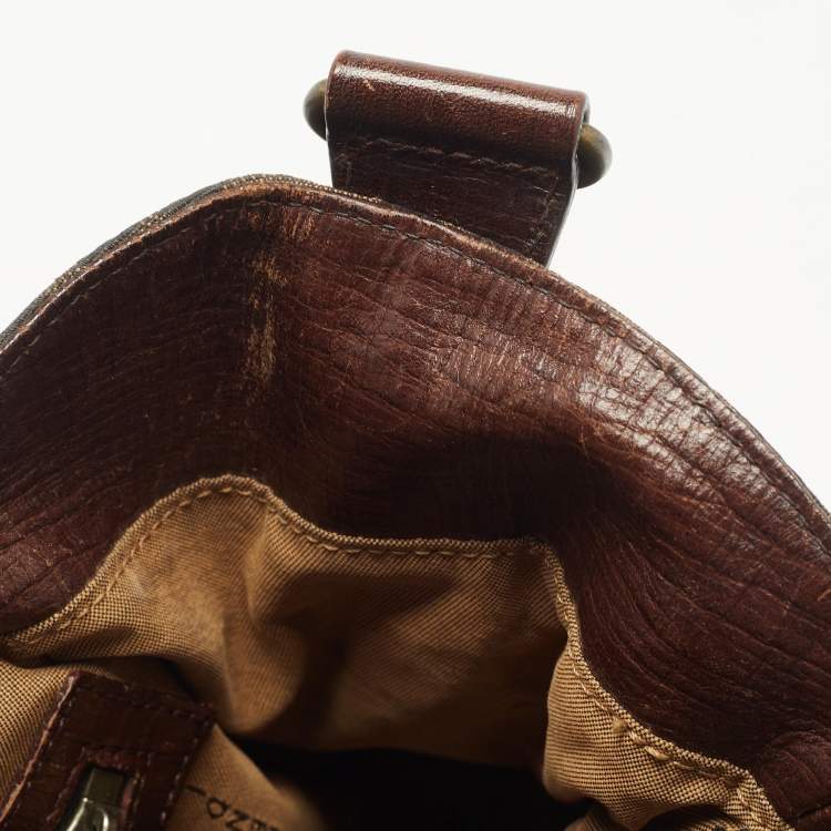 Pre Owned Fendi Tobacco Zucca Canvas and Leather Chef De Jour Bag