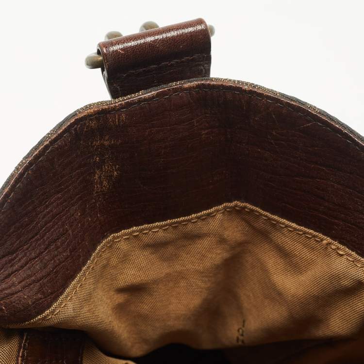 Pre Owned Fendi Tobacco Zucca Canvas and Leather Chef De Jour Bag