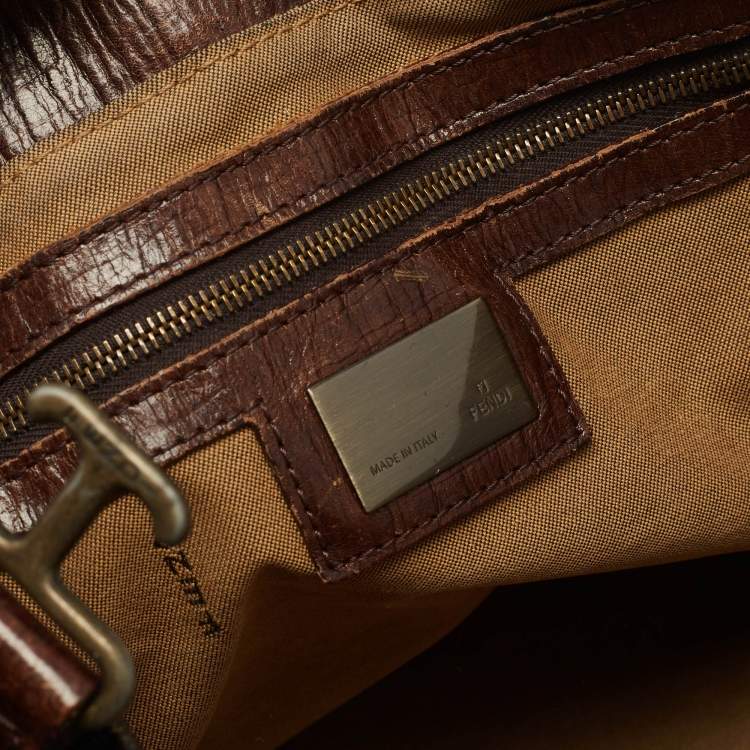 Pre Owned Fendi Tobacco Zucca Canvas and Leather Chef De Jour Bag