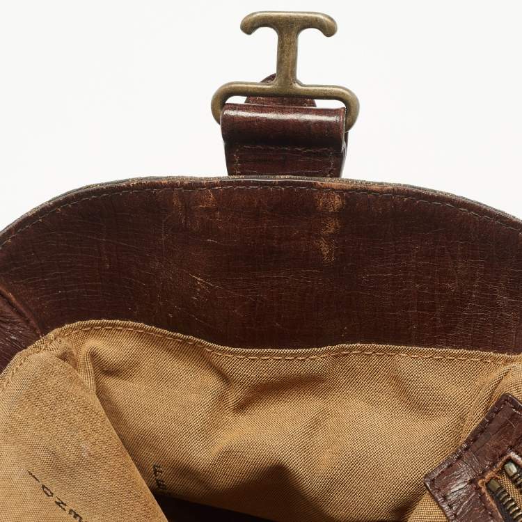 Pre Owned Fendi Tobacco Zucca Canvas and Leather Chef De Jour Bag