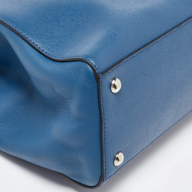 Pre Owned Fendi Blue Leather Petite Sac 2jours Tote