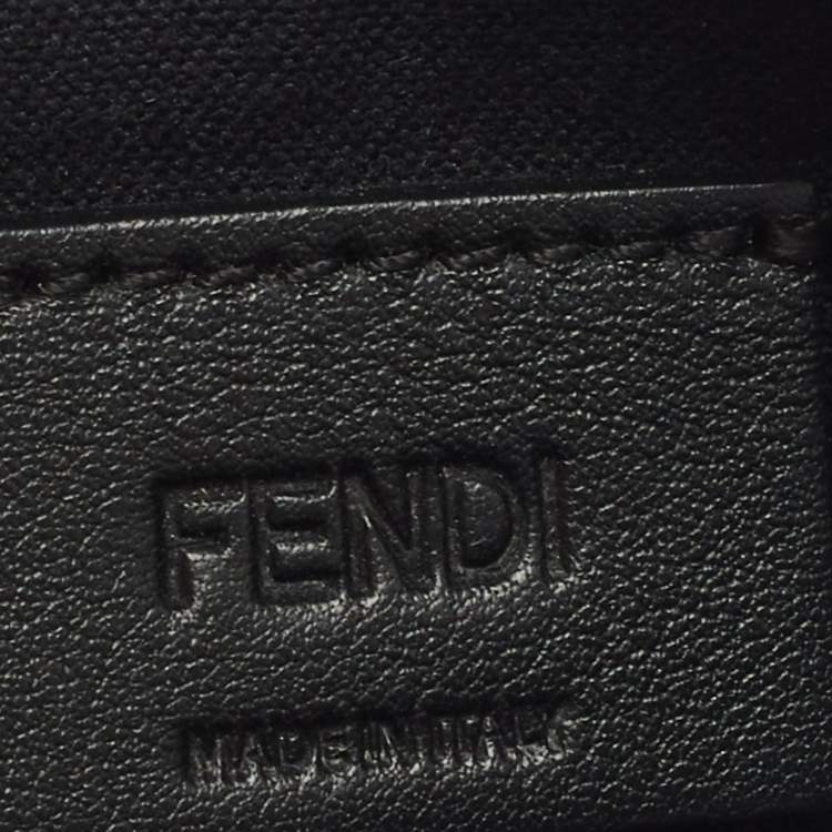 مملوكة مسبقًا Fendi Black Leather and Mink Fur Monster Eyes Zip Card Holder