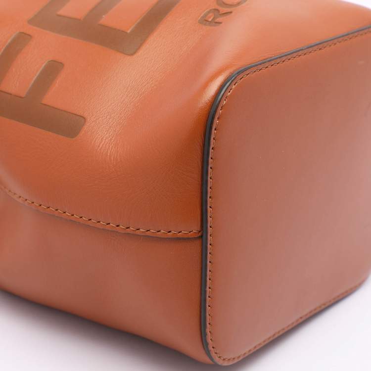 Pre Owned Fendi Brown Leather Mini Mon Tresor Bucket Bag